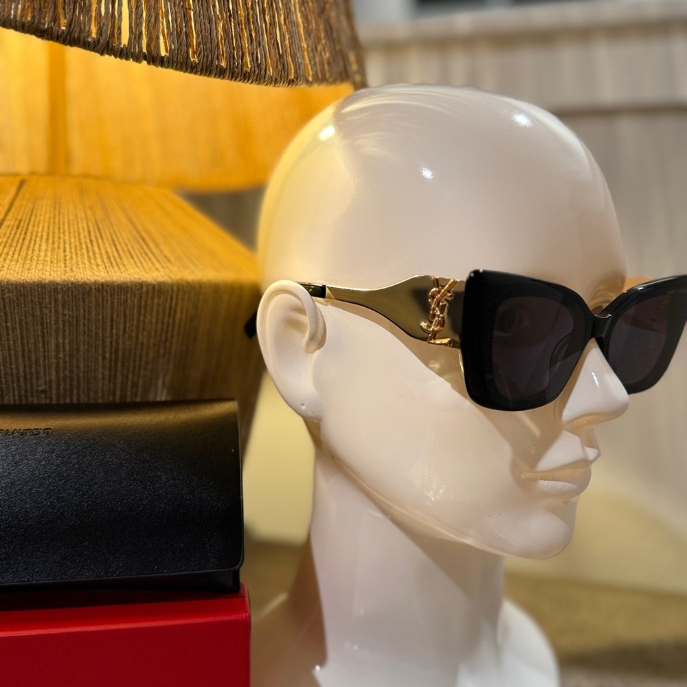 Saint Laurent Black Sunglasses with Gold Detail